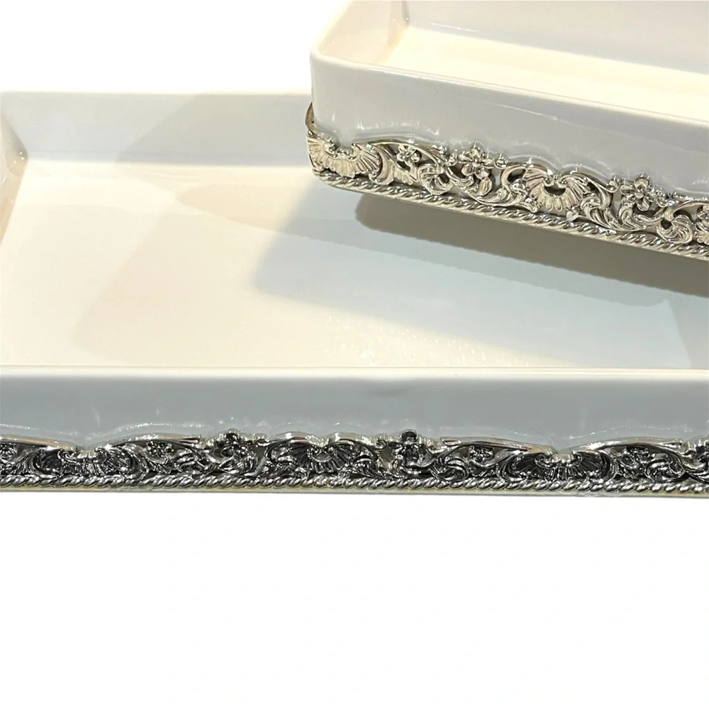 “Simply Shabby Chic” Soap Dish Set Metal Ornate Casing Detail By Rachel Ashwell